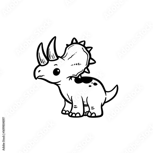 Triceratops. Triceratops simple black and white line art vector logo