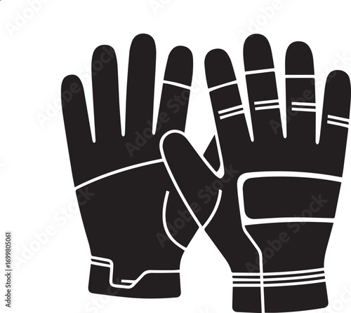 Pair of black goalkeeper gloves ready for action sports protective gear