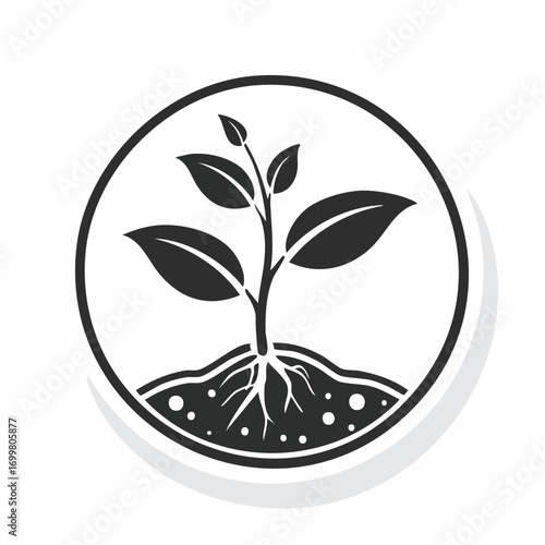 Organic Seedling Growth Icon Representing Sustainable Agriculture and Environmental Care