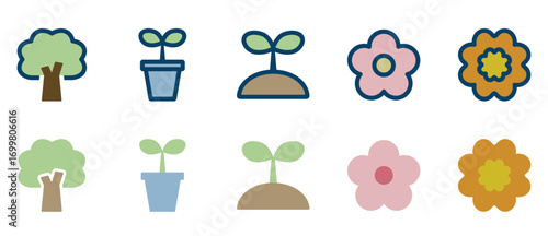 植物のアイコンイラストセット