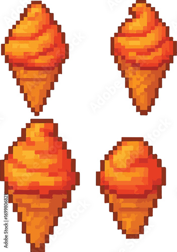lava icecream pixel art, eps 10 illustration