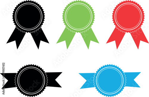 Colorful Award Badge Ribbon Vector Set