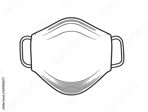 Protective Medical N95 Face Mask Icon in Modern Clean Vector Line Art