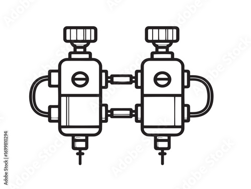 Medical Oxygen Regulators Icon in Stylish Clean Vector Line Illustration