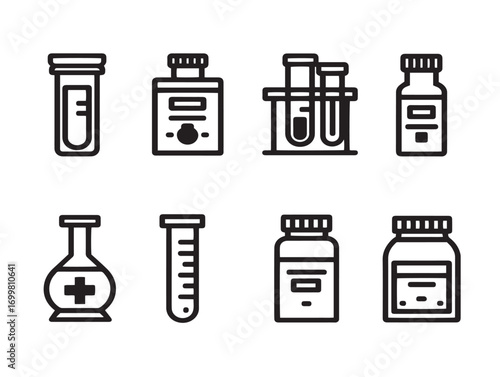 Pathology Sample Containers Icon in Elegant Minimalist Vector Line Artwork