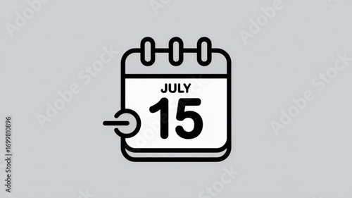 Save the date july fifteenth event reminder icon vector illustration for graphic design and web elements