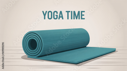 Yoga mat unrolled for exercise and meditation a fitness time concept for wellness and healthy lifestyle