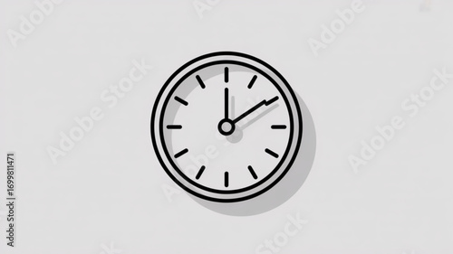 Clock time icon vector illustration showing time management and schedule deadline with shadow and twelve hours