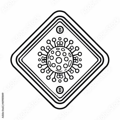 COVID-19 Warning Icon Coronavirus Danger Sign, Pandemic Alert, Disease Symbol, Infection Risk