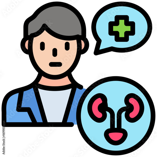 Urologist icon for cancer diagnosis, website, application, printing, document, poster design, etc