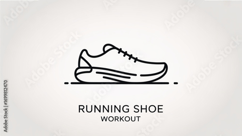 Running shoe vector icon for fitness workout athletic footwear jogging training marathon outline design template