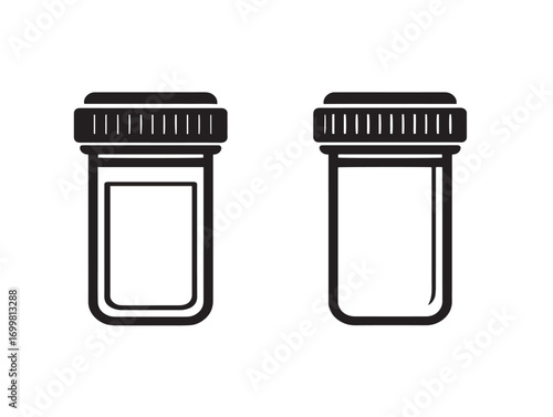 Elegant 2D vector drawing of medical specimen containers