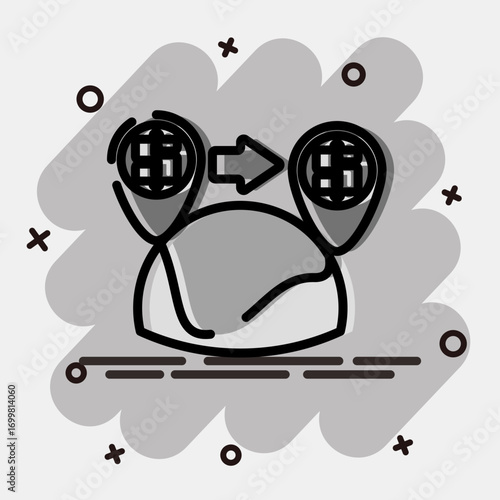 Icon shipping costs. Export import elements. Icon in comic style.