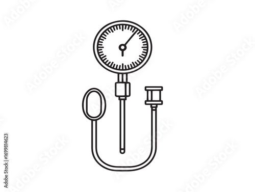 Clean medical sphygmomanometer icon in elegant vector art