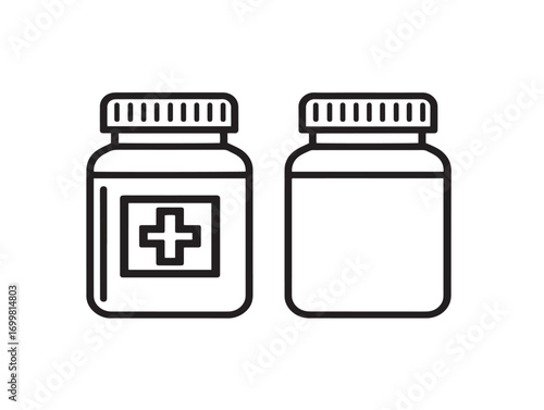 Minimalistic sterile container design in professional medical vector