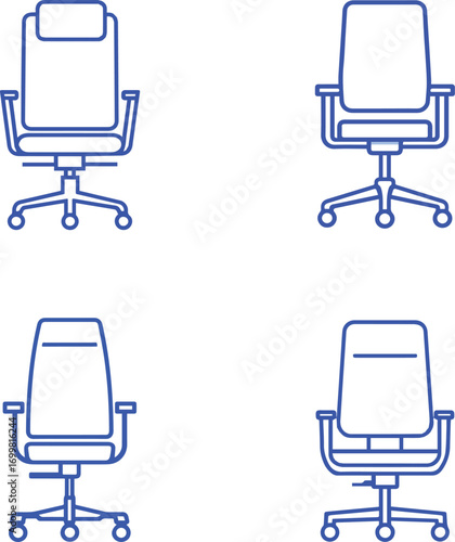 Four office chairs in silhouette style