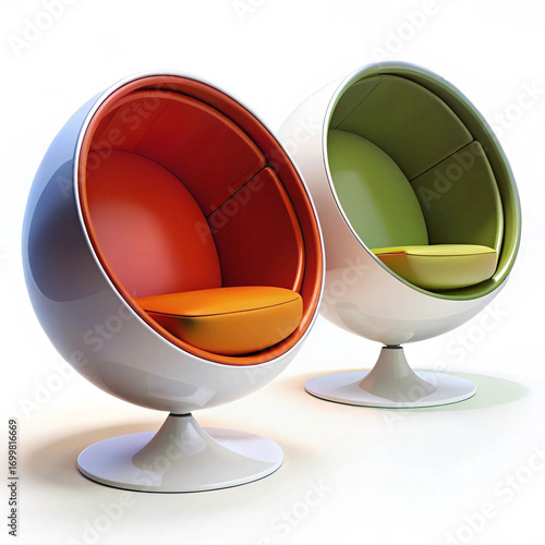 Modern ball chairs featuring a sleek spherical design