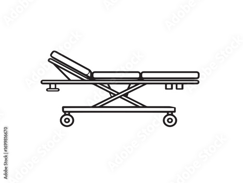 Clean medical stretcher icon in professional vector outline