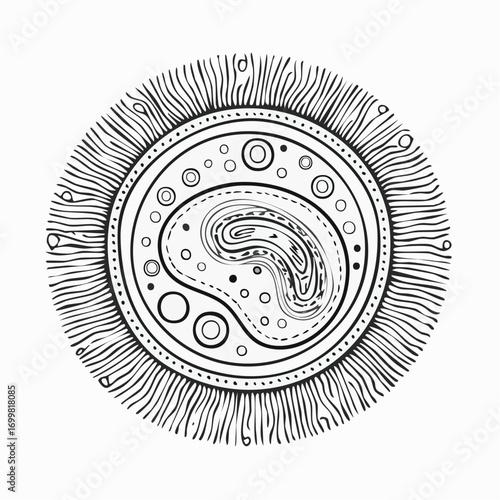 Cellular Structure Illustration in Black and White