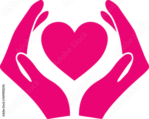 AdPink hands cupping a heart silhouette