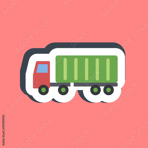 Sticker container truck. Export import elements.