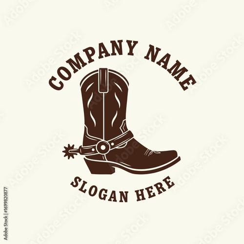 Vintage logo featuring a brown cowboy boot with spurs.