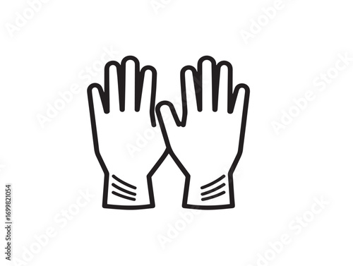 Flat sterile gloves illustration with detailed medical line art