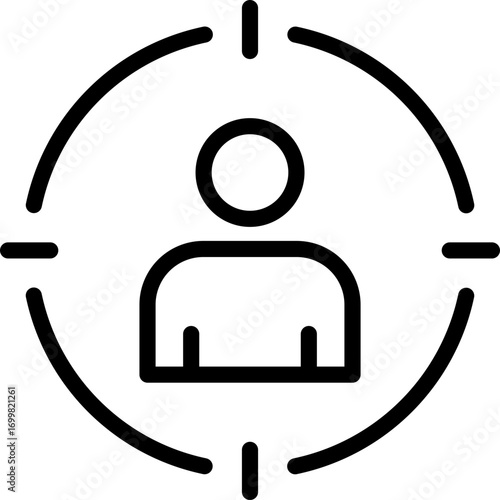 Black target audience icon - outline