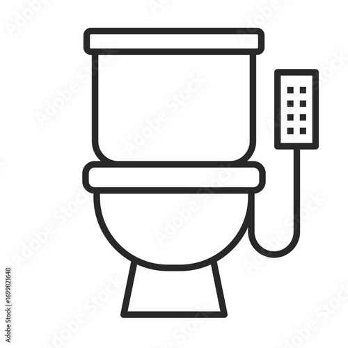 Toilet bowl line icon vector for restroom and hygiene clip art.