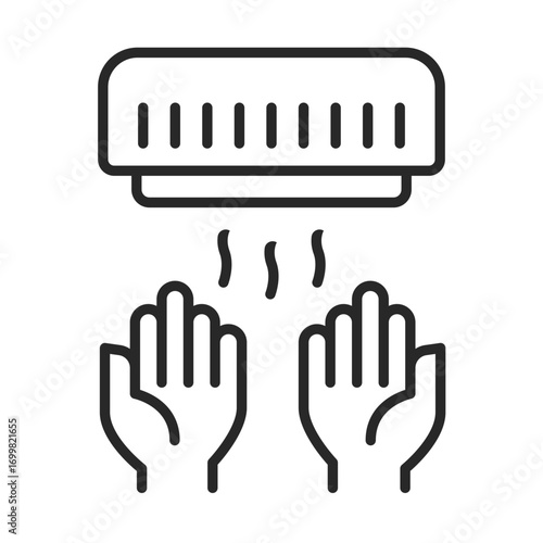 Hand dryer line icon vector for restroom and hygiene clip art.