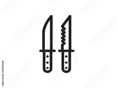 Sleek surgical knife set icon in minimal outline art