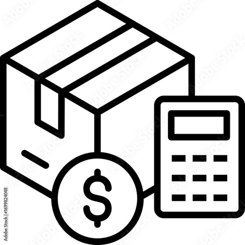 Black product cost icon - outline