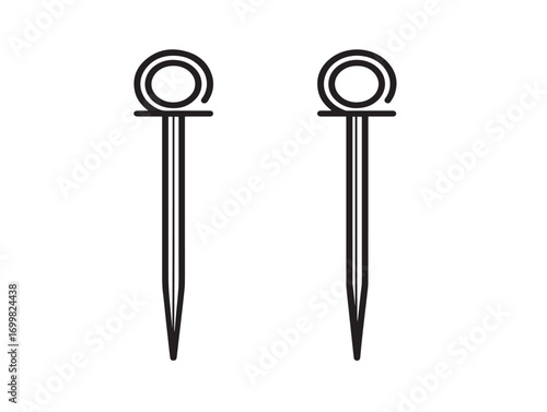 Minimalist vector line art of sterile surgical needles