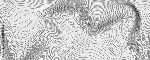 Abstract Monochrome Topographic Line Art with Wavy Fluid Patterns