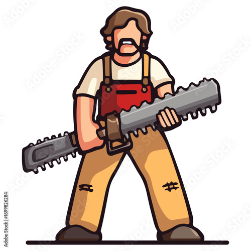 chainsaw killer costume, halloween, festival, vector, transparent background, terrorist, camouflage, mask, weapon, evil, horror, monster
