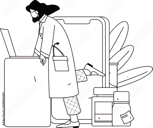 Doctor health healthcare medical medicine hospital clinic online consultation laptop telehealth phone vector art illustration and png sticker