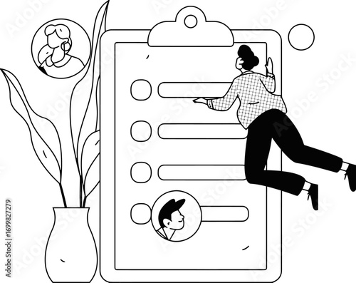 Clipboard checklist task management project list planning organization business design illustration vector design vector art illustration and png sticker