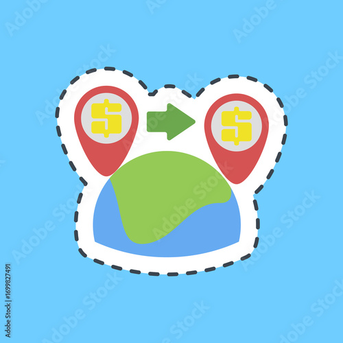 Cutting line sticker shipping costs. Export import elements.