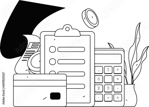 Streamline your finances with this modern accounting illustration, perfect for financial planning, budgeting, and expense tracking applications and websites to boost user engagement