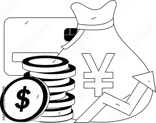 Unlock financial success now, visualize your money growing with our modern illustration of wealth, currency, and rising profits for business, investment, and secure financial future
