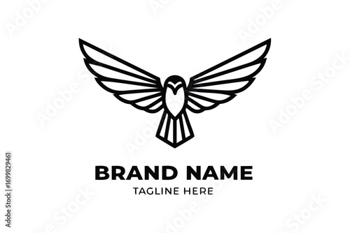 Silhouette Owl on Branch with Sharp Details and a White Background