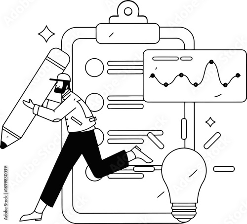 Dynamic planning for business success with a determined professional, ready to innovate and reach ambitious goals with strategy and creative solutions for growth