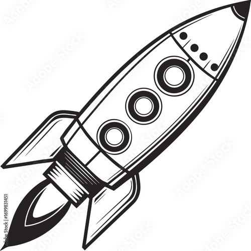 Space Rocket Icon, Spaceship on White Background, Isolated Design