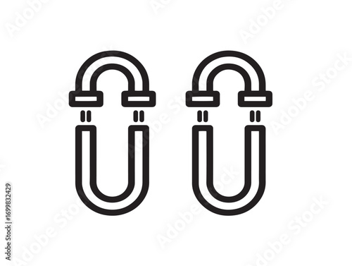 Flat sterile tubing clamp vector illustration in line art