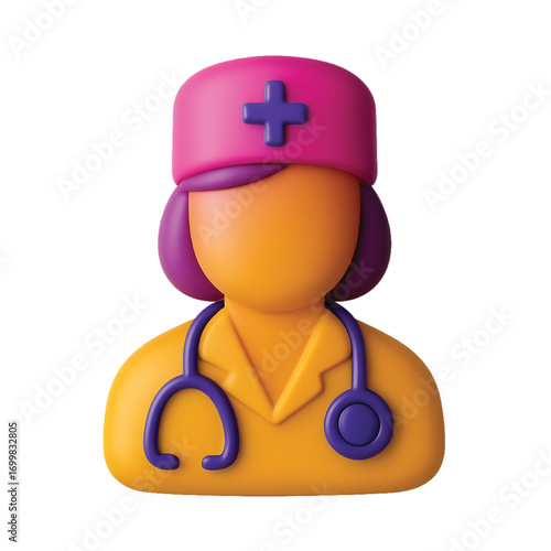 3D rendered illustration of a female nurse wearing a cap and stethoscope, medical concept.