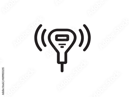 Professional ultrasound probe vector line art medical symbol