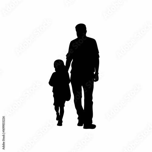 Stop child abuse silhouette of adult protecting child isolated on white background