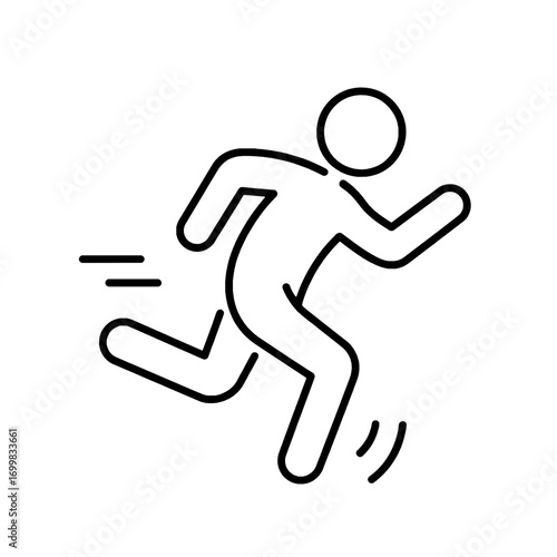 Running Figure Icon Energetic Movement in Simple Vector Outline Style