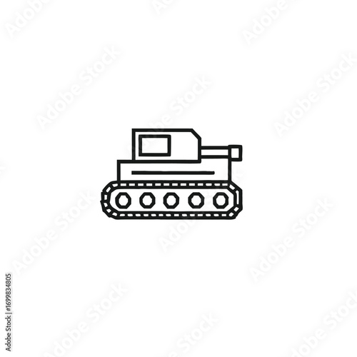 Tank Outline Icon Simple Minimalist Military Vehicle on White Background Design