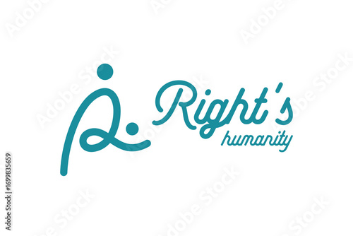 Human Rights Logo Design with Letter R and Abstract People Concept for Humanity, Care, charity, and Social Brand Symbol